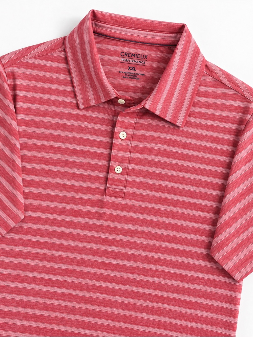 Cremieux Performance Polo Heather Red Stripe Jersey Golf Men's 2XL NWT